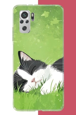 Redmi Note 10 / 10S Uyumlu uyuyan kedi Baskılı Silikon Kılıf