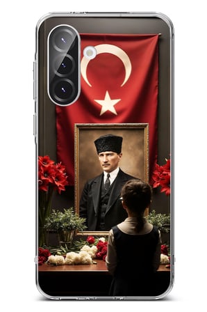 Samsung Galaxy A56 Uyumlu Atatürk Türk Bayrağı Tablo Baskılı Silikon Kılıf