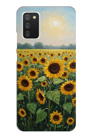 Samsung Galaxy A02S Uyumlu Ay çiçeği sulu boya Baskılı Silikon Kılıf