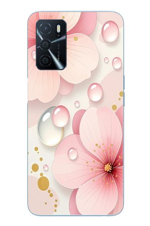 Oppo A16 Uyumlu Damlalı Çiçekler Baskılı Silikon Kılıf