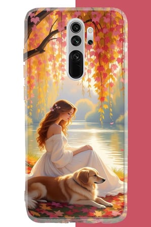Redmi Note 8 Pro Uyumlu kadın ve köpek Baskılı Silikon Kılıf