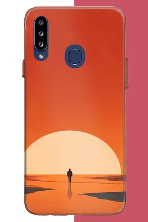 Samsung Galaxy A20S Uyumlu retro güneş batımı Baskılı Silikon Kılıf