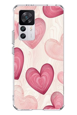 Xiaomi Mi 12T-12T PRO Uyumlu Çizgisel Pembe Kalp Baskılı Silikon Kılıf