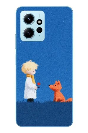 Redmi Note 12 4G Uyumlu Sarışın Çocuk ve Köpek Baskılı Silikon Kılıf
