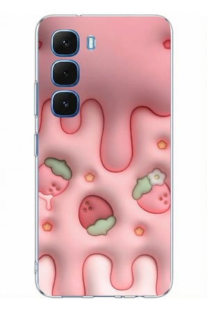 Infinix Hot 60 - Hot 60i Uyumlu Çilekli Pasta Baskılı Silikon Kılıf
