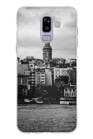 Samsung Galaxy J8-A6 Plus Uyumlu Galata Kulesi ve Deniz Manzaralı Baskılı Silikon Kılıf