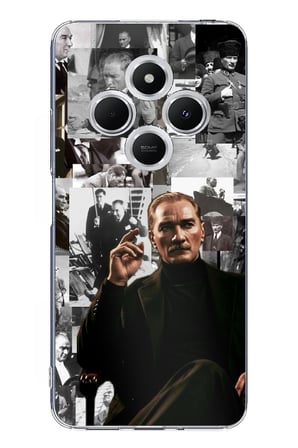 Redmi 14C Uyumlu Mustafa Kemal Atatürk Kolajları Baskılı Silikon Kılıf