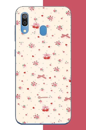 Samsung Galaxy A20-A30 Uyumlu kırmızı kalpli pattern Baskılı Silikon Kılıf