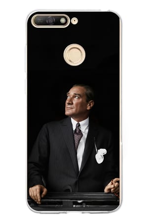 Huawei Y6 2018 - Honor 7A Uyumlu Ufka Bakan Lider Atatürk Baskılı Silikon Kılıf