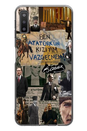 Samsung Galaxy A7 2018 Uyumlu Ben Atatürk Kızıyım Baskılı Silikon Kılıf