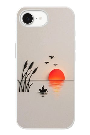 İphone 16e Uyumlu Gün Batımı Çizim Baskılı Silikon Kılıf