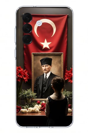 Samsung Galaxy A57 Uyumlu Atatürk Türk Bayrağı Tablo Baskılı Silikon Kılıf