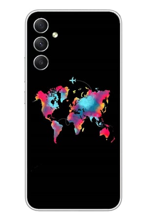 Samsung Galaxy A34 Uyumlu Dünya Renkli Haritası Baskılı Silikon Kılıf