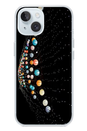 İphone 15 Uyumlu Gezegenlerin Dansı Baskılı Silikon Kılıf