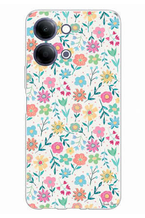 Vivo Y11D / Y05 4G Uyumlu Dekoratif Çiçekler Baskılı Silikon Kılıf