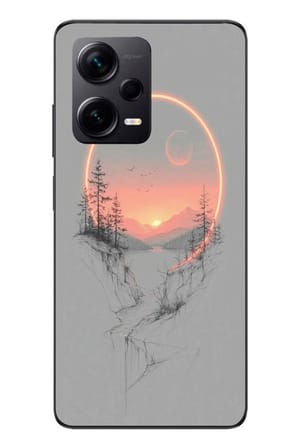 Redmi Note 12 Pro Plus Uyumlu Günbatımı Mermer Desenli Baskılı Silikon Kılıf
