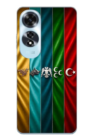 Oppo A60 Uyumlu Tarihi Türk Devletleri Bayrakları Baskılı Silikon Kılıf