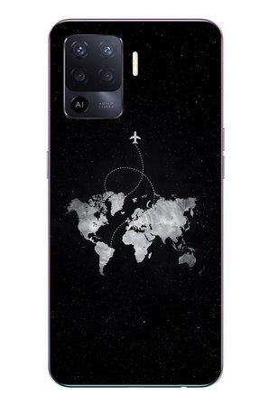 Oppo Reno 5 Lite Uyumlu Dünya Haritası Uçuş Baskılı Silikon Kılıf
