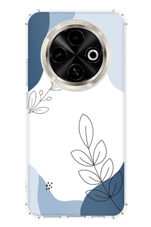 Tecno Spark 30C Uyumlu Mavi Huzur Şekiller ve Botanik Çizgiler Baskılı Silikon Kılıf
