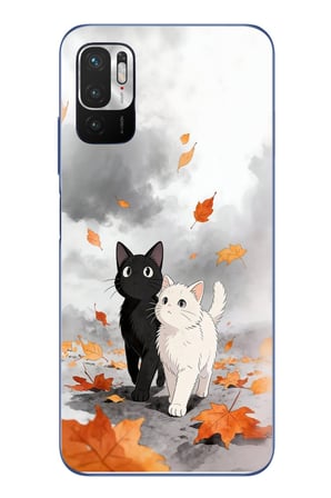 Redmi Note 10 5G Uyumlu Sonbahar Kedileri Baskılı Silikon Kılıf