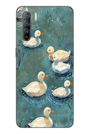 Oppo Reno 3 Uyumlu Yüzen Ördekler Baskılı Silikon Kılıf