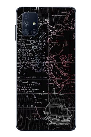 Samsung Galaxy M51 Uyumlu Denizci Dünya Haritası Baskılı Silikon Kılıf