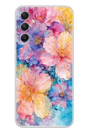 Samsung Galaxy A34 Uyumlu Yağlı Boya Çiçekler Baskılı Silikon Kılıf
