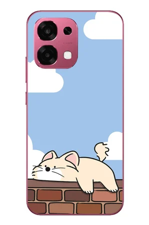 Oppo A6 PRO
 Uyumlu Duvar Üstünde Kedi Baskılı Silikon Kılıf