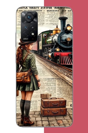 Redmi Note 11E Uyumlu vintage tren Baskılı Silikon Kılıf