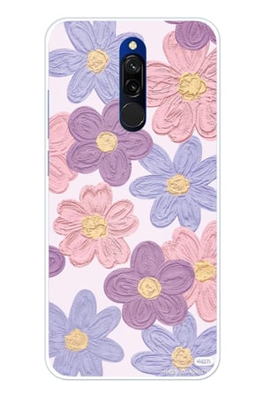 Redmi 8 Uyumlu Renkli Papatyalar Sulu Boya Baskılı Silikon Kılıf