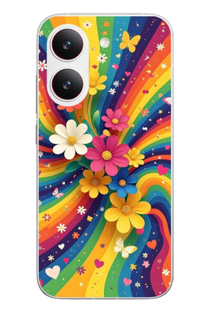 Poco X8 Pro
 Uyumlu Renkli Gökkuşağı Çiçekleri Baskılı Silikon Kılıf