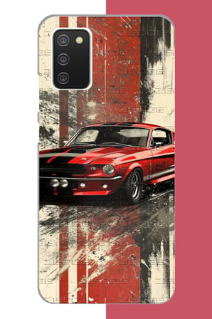 Samsung Galaxy A02S Uyumlu kırmızı mustang.jpeg Baskılı Silikon Kılıf