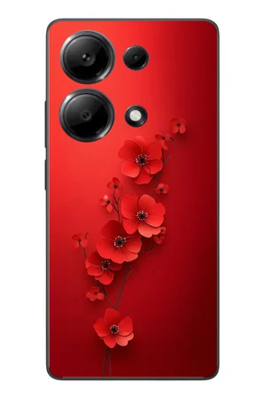 Redmi Note 13 Pro 4G Uyumlu Kırmızı Kardelenler Baskılı Silikon Kılıf