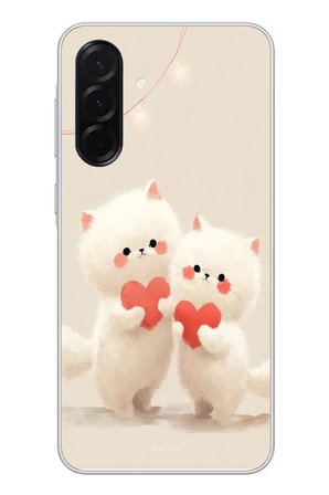 Samsung Galaxy A36 Uyumlu Kalpli Beyaz Kediler Baskılı Silikon Kılıf