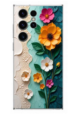 Samsung Galaxy S23 Ultra Uyumlu Güzel Modern Çiçekler Baskılı Silikon Kılıf