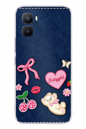 Infinix GT 50 Pro Uyumlu Bebek Kız Jean Kot Baskılı Silikon Kılıf