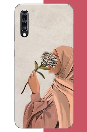 Samsung Galaxy A70 Uyumlu Gül Koklayan Kadın Baskılı Silikon Kılıf