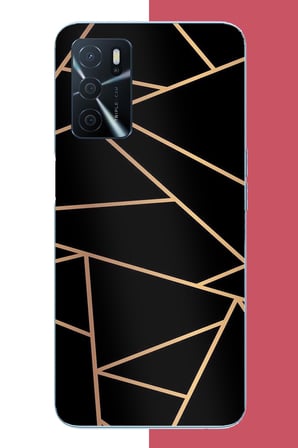 Oppo A16 Uyumlu altın diyagonal çizgi Baskılı Silikon Kılıf