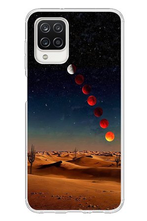 Samsung Galaxy A12 Uyumlu Ayın Geçişi Baskılı Silikon Kılıf