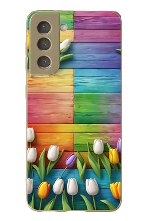 Samsung Galaxy S21 FE Uyumlu Renkli Laleler Baskılı Silikon Kılıf