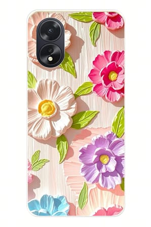 Oppo A38 Uyumlu Renkli Çiçek Bahçesi Baskılı Silikon Kılıf