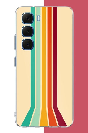 Infinix Hot 60-60i Uyumlu Retro Renk Şeritleri Baskılı Silikon Kılıf