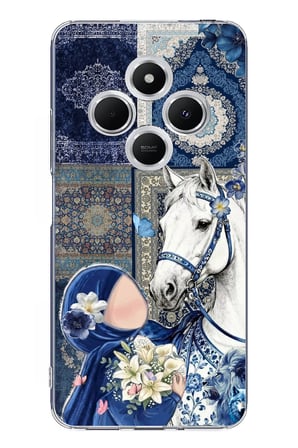 Redmi 14C Uyumlu Geleneksel Motifli Beyaz At Baskılı Silikon Kılıf