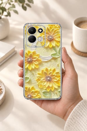Redmi 17 4G/5G Uyumlu Rölyef Bahçesi Baskılı Silikon Kılıf