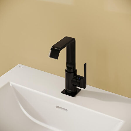 VitrA Suit A4261639 Lavabo Bataryası Yandan, Parlak Siyah