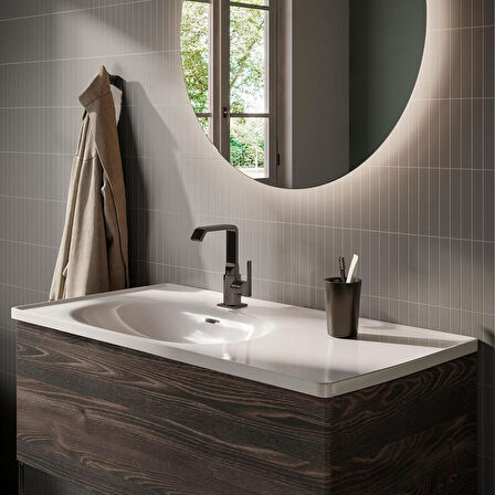 VitrA Suit A4261639 Lavabo Bataryası Yandan, Parlak Siyah