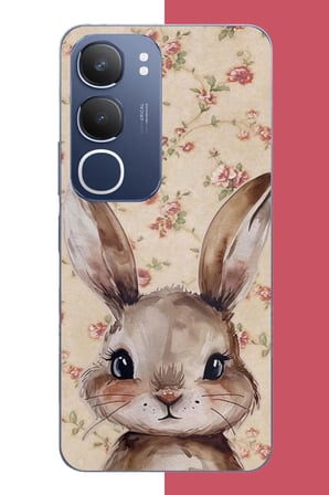 Vivo Y19s Uyumlu kahverengi tavşan Baskılı Silikon Kılıf
