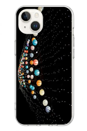 İphone 13/14 Uyumlu Gezegenlerin Dansı Baskılı Silikon Kılıf