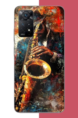 Redmi Note 11E Uyumlu renkli tenor saksafon Baskılı Silikon Kılıf