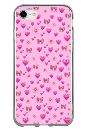 iPhone 6 - 6S Uyumlu Pembe Minik Kalpler Baskılı Silikon Kılıf